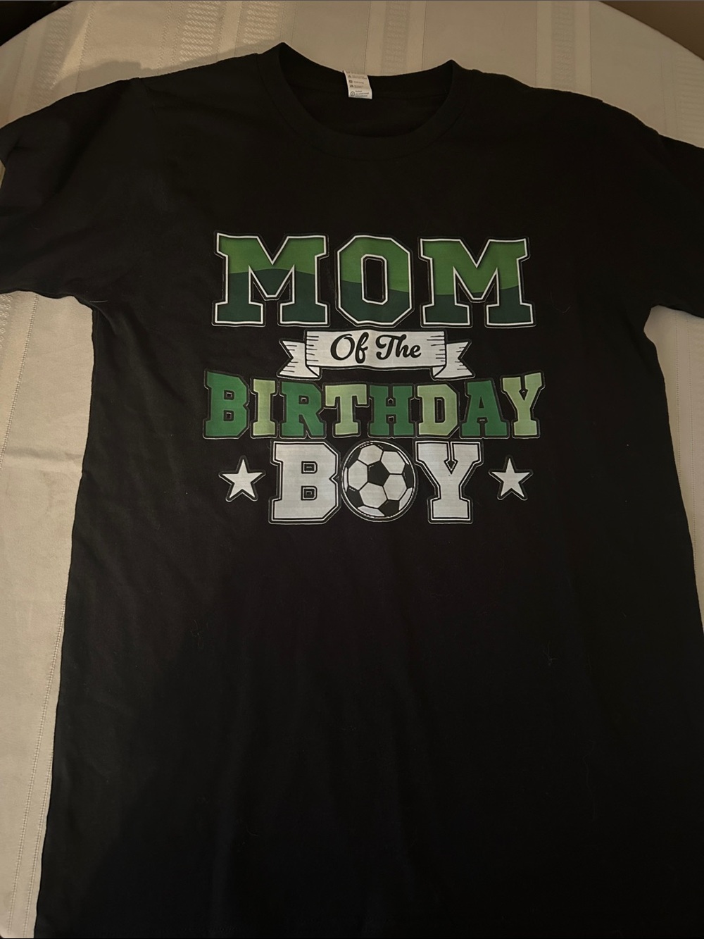 Mom of the Birthday Boy Black & Green T‑Shirt 100 cotton size small